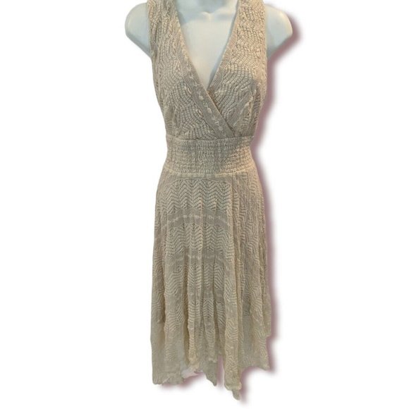 Rabbit, Rabbit, Rabbit Off White Sleeveless Stretch Lace Dress Size M - Picture 1 of 8